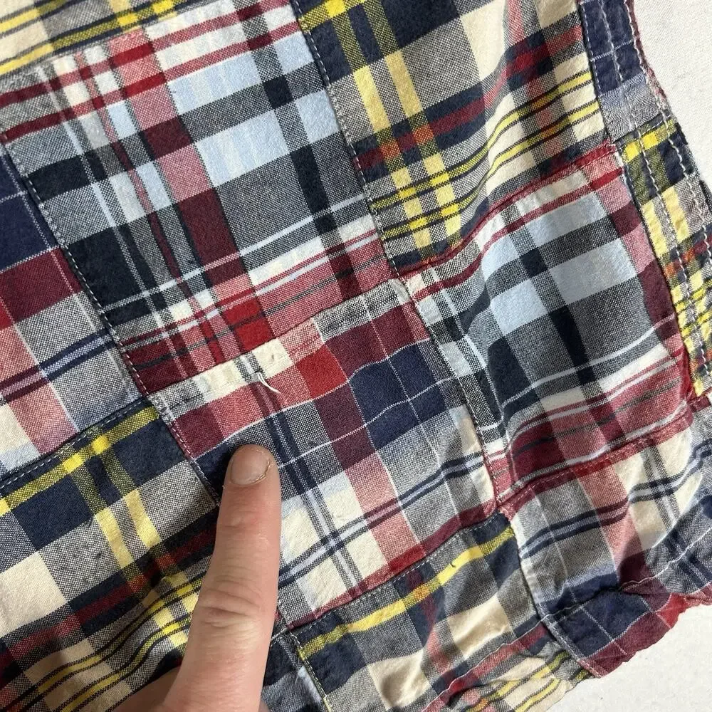 Old Navy Classic Patchwork Plaid Chino Shorts Mens 32 High Rise Casual Beach Dad